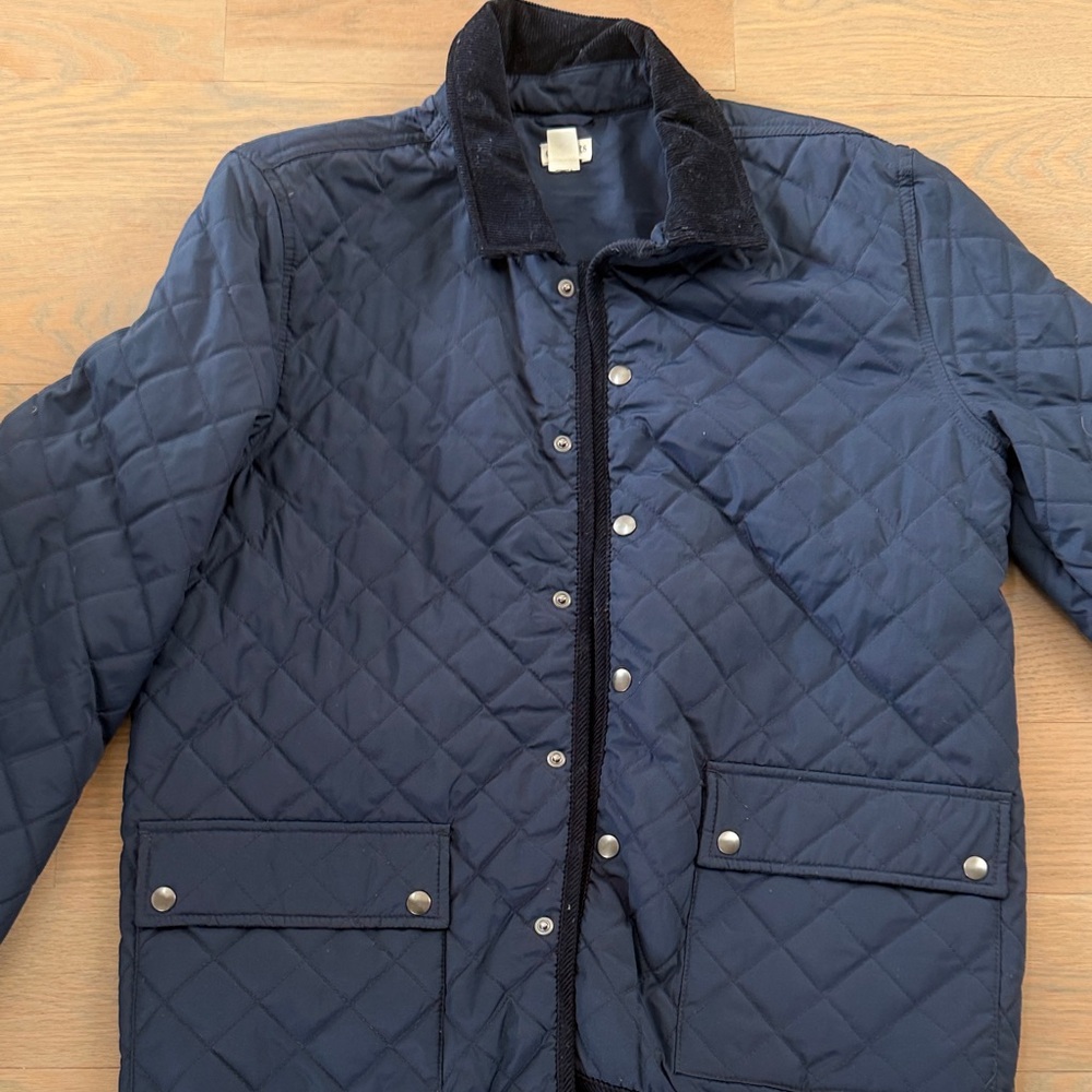 Boys Crewcuts Quilted Navy Jacket with Corduroy Collar